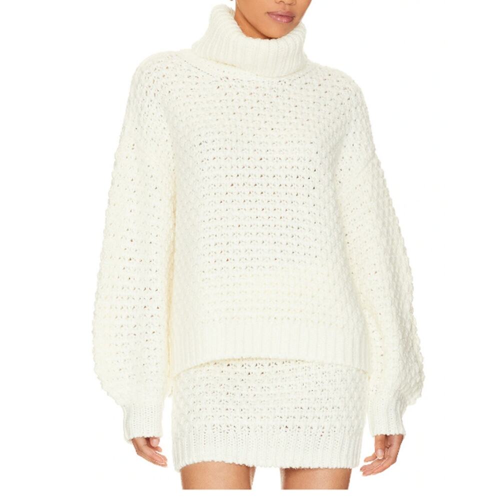 Lovers And Friends 'Cable' White Turtleneck Sweater Size XL